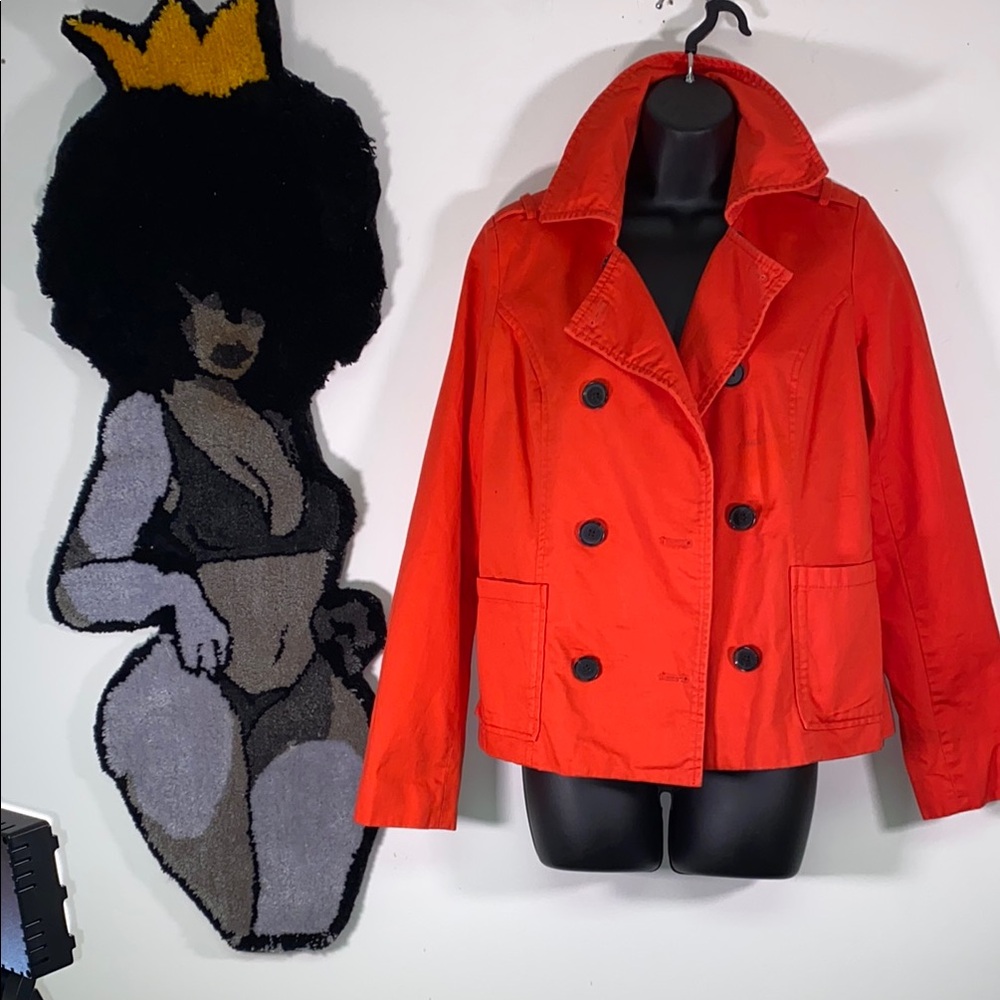 Old Navy Red Pea Coat Classic Design